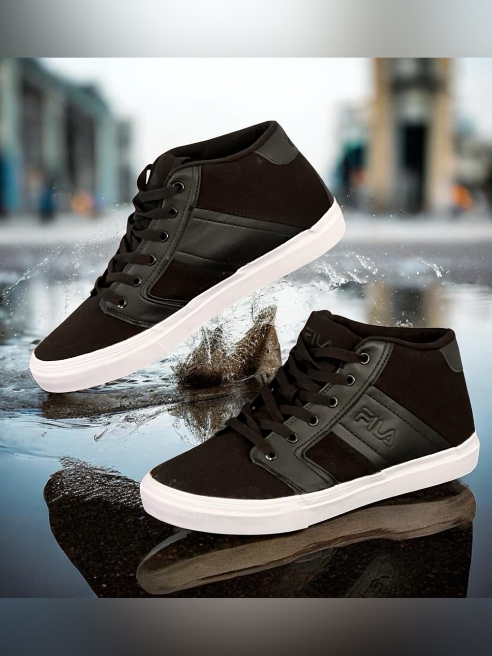 FILA Mid Top Fashion Casual Streetwear Sneakers Lace Up Black